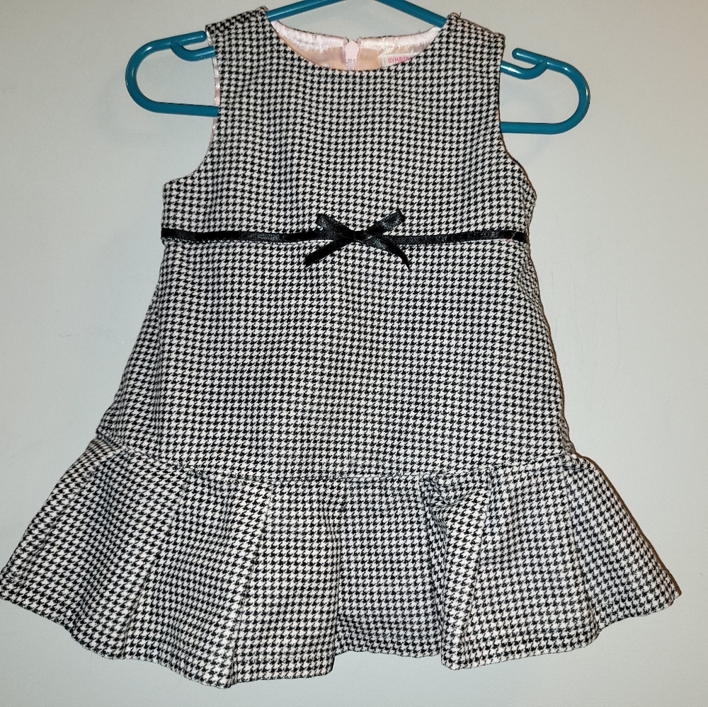 🎀 Vintage Gymboree City Sidewalk Pink Black Houndstooth Jumper Pinafore Dress